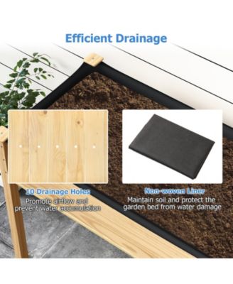 2PCS Wooden Raised Garden Bed w/Legs Liner Drainage Holes Large Planter Box