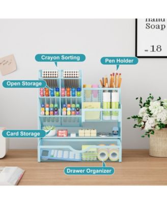 Mesh Pen Holder with Drawer Organizer