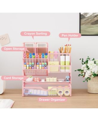 Mesh Pen Holder with Drawer Organizer