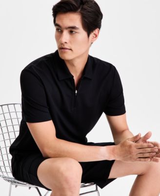 Men's Short-Sleeve Essential Zip Polo Shirt, Macy's Exclusive