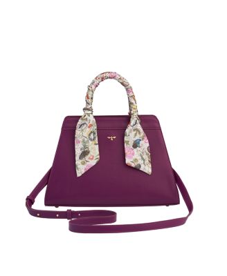 Floral Engravings Large Plum Tote