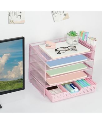 Desk Organizer 5-Tier Letter Tray Drawer Pen Holders File Storage