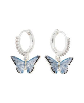 Blue Butterfly Earrings Silver