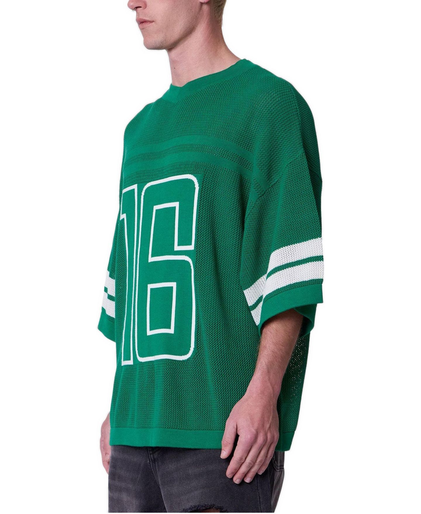 Мужской топ mnml Open Knit Varsity Jersey, цвет: Зелёный — фото 2