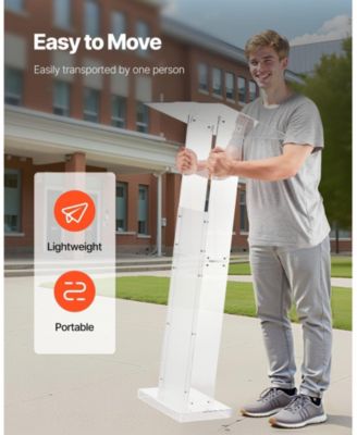 Podium Stand, 50" Acrylic Lectern, Portable Laptop Desk, for Classroom