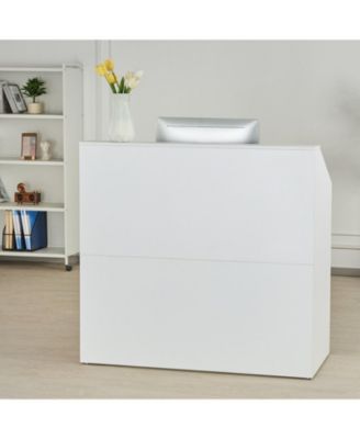 Reception Desk, 46 Inch Rectangular Front Counter Table for Office and Retail Use