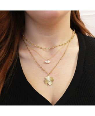 Moon Bead Link Necklace 14K Gold-Plated Sterling Silver