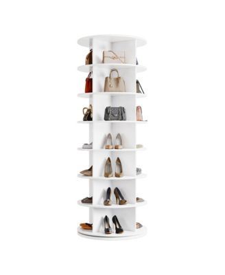 7 Tier Rotating Shoe Rack, White, 360degree(s) Shoe Storage Tower for 28 to 32 Pairs