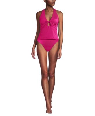 Women's Shine Ribbed Tankini Top and High Waisted Bottom Swimsuit Set