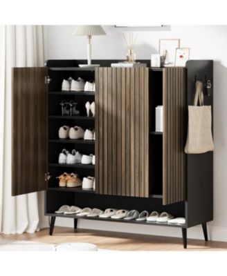 Shoe Cabinet, 30 Pairs Large Shoe Cabinet with 3 Doors, Adjustable Shelves, Shoe Organizer with Doors for Hallway, Entryway, Living Room