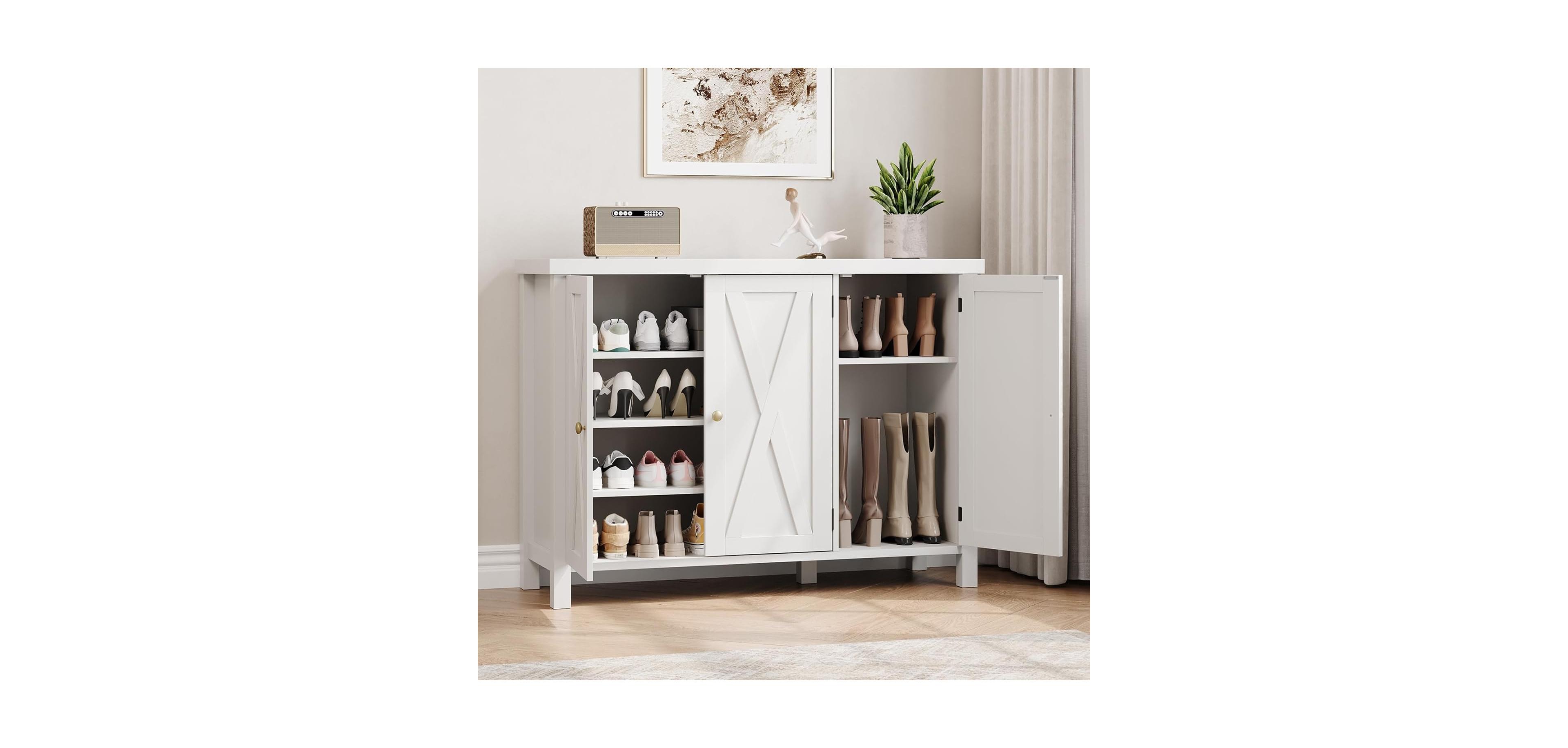gaomon 35" Wood Farmhouse 4-Tier Shoe Cabinet