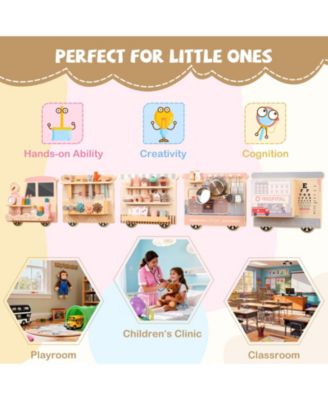 Wooden Sensory Wall Panel with Vanity & Toolbox, Fun Interactive Play for Kids