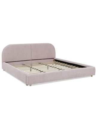 King Size Upholstered Bed Frame, Modern Minimalist Curved Headboard