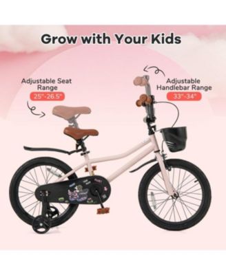 18 Inch Kids Bike with Basket and Adjustable Handlebar-4-8 Years