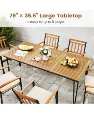 79'' Outdoor Dining Table 8-Person Table w/ 1.9'' Umbrella Hole Patio