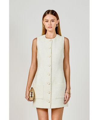 Women's Sleeveless Tweed Mini Dress