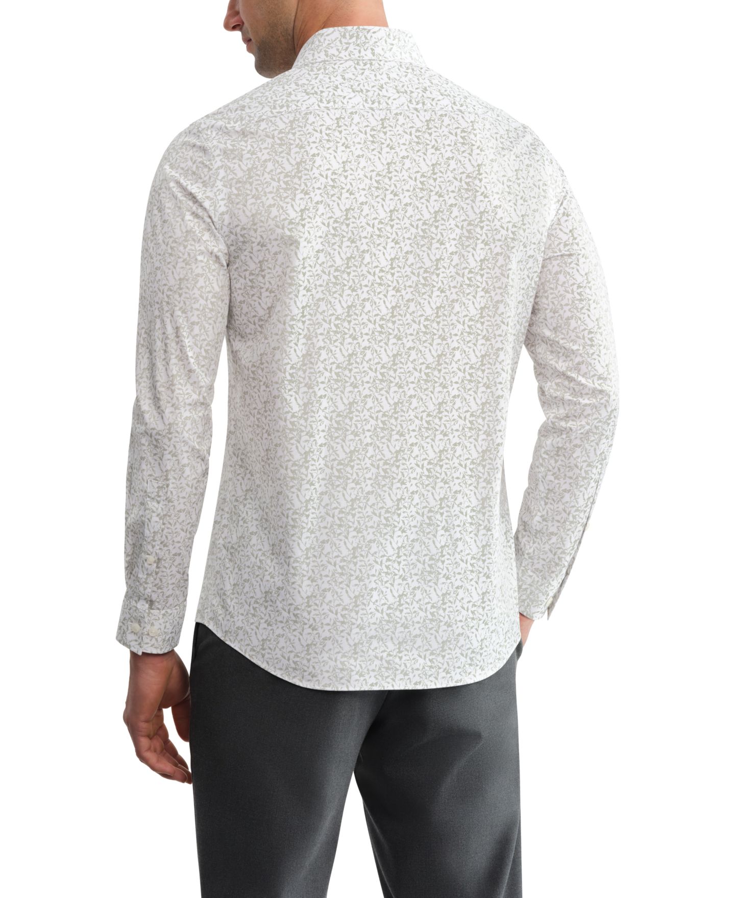 Мужская рубашка Michael Kors Cool Max Fiber Spread Collar Dress Shirt, цвет: Шалфейный зелёный — фото 3
