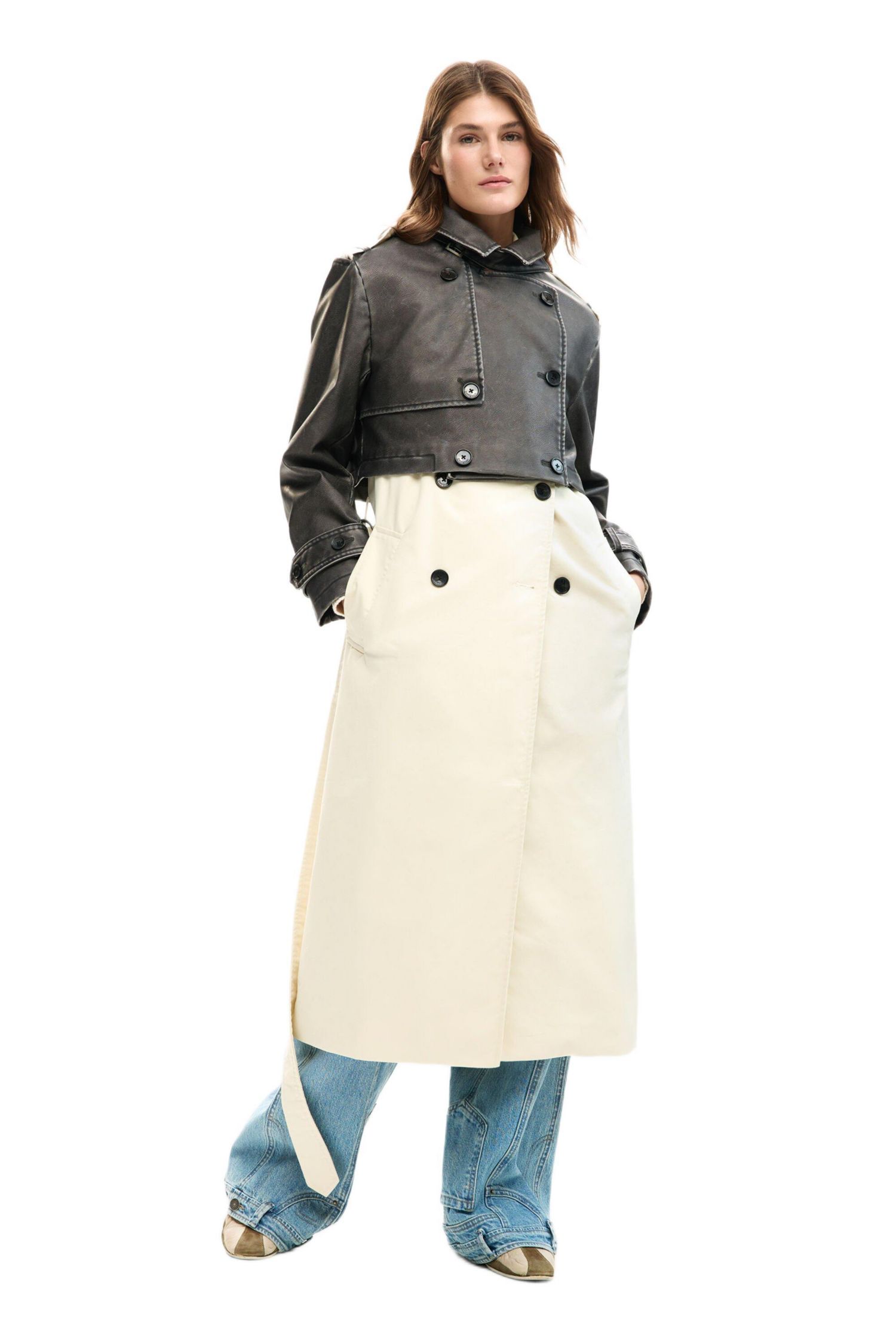 Women's Detachable trench coat combined