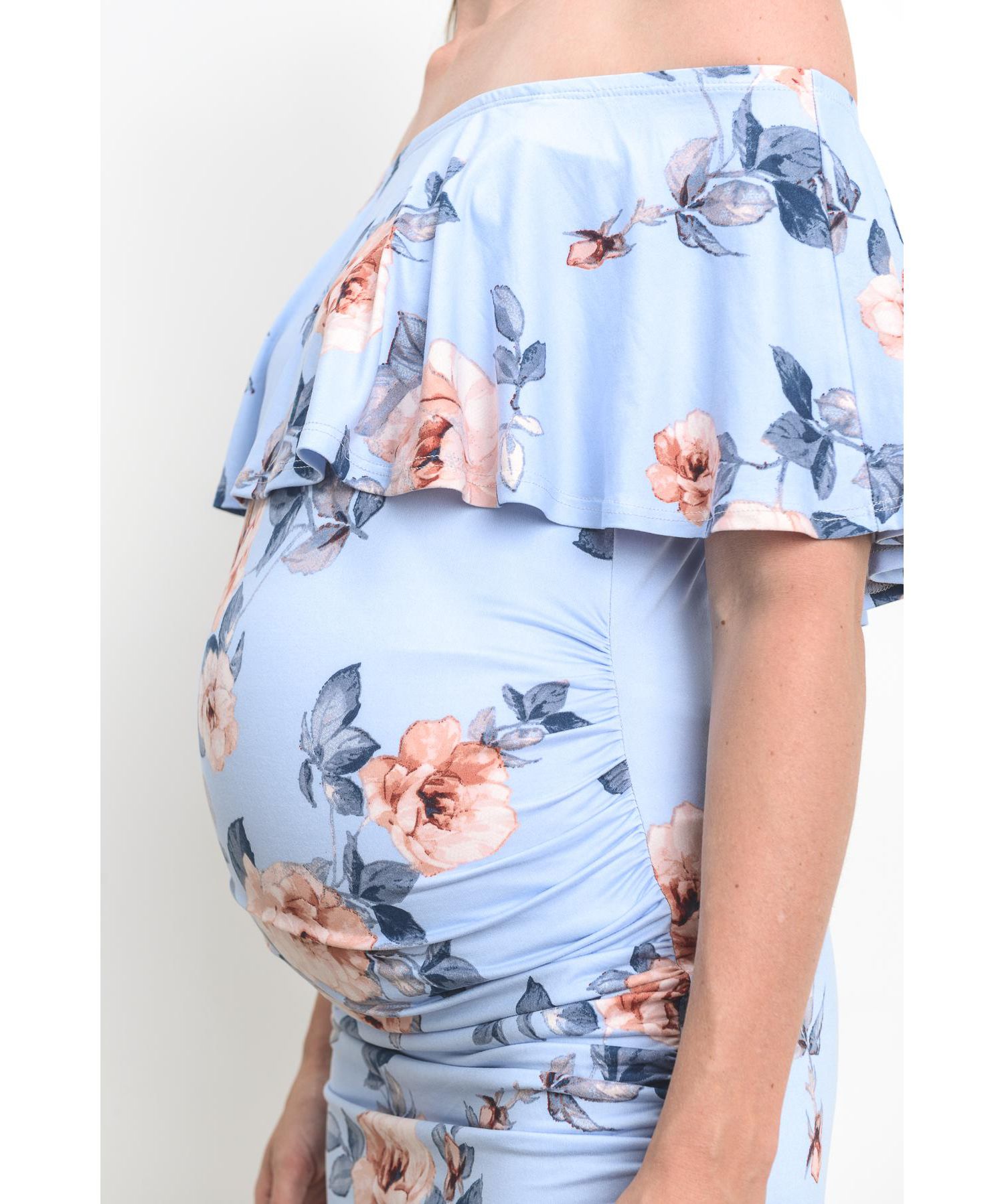 Women's Off-the-Shoulder Floral Ruffle Bodycon Dress