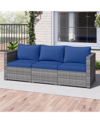3-Piece Modular Patio Sectional Sofa Set with Removable Cushions