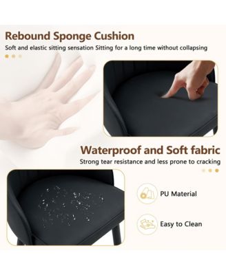 PU Leather Bar Stools Set of 2, Modern Counter Height Chairs with Ergonomic Backrest and Metal Footrest for Kitchen Island