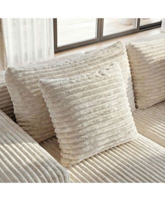 3-Piece U-Shaped Sectional Sofa Set With Pillows, Corduroy Convertible Couch