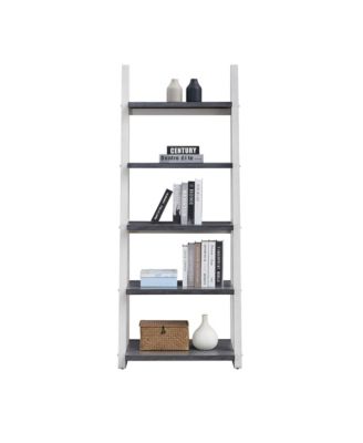 Ladder Bookshelf -Tier Rubber Wood Frame Bookcase, Storage Rack for Living Room, Home Office