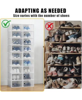 18 Pack Clear Shoe Storage Boxes with Front Doors