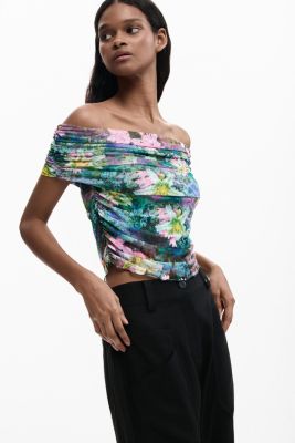 Women's Floral boat neck t-shirt