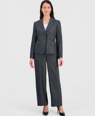 Women's Four-Pocket Jacket & Fly-Front Wide-Leg Pants Suit
