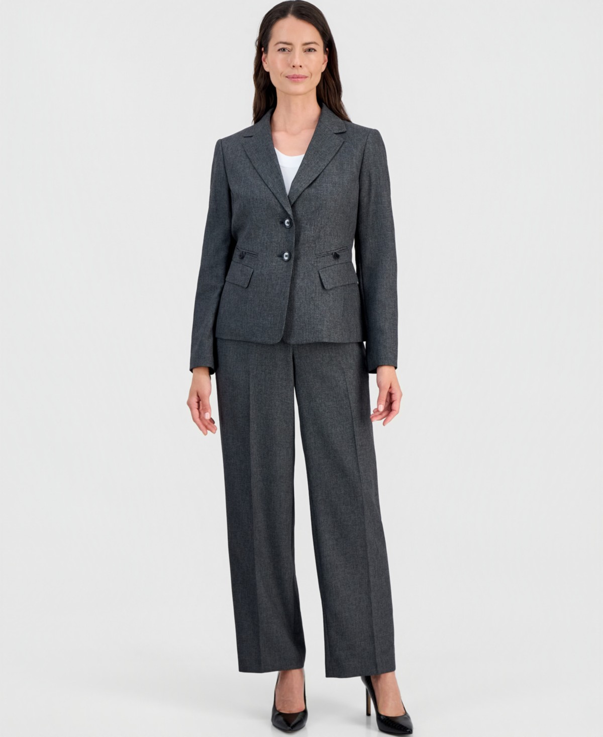 Женские Le Suit Women's Four-Pocket Jacket & Fly-Front Wide-Leg Pants Suit — фото 1