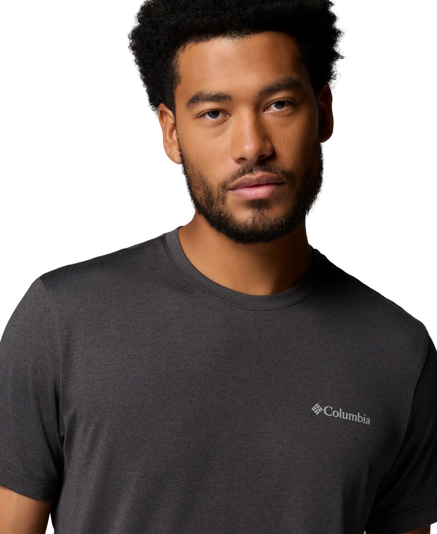 Мужская футболка Columbia Parsons Point Short-Sleeve Logo, цвет: Чёрный меланжевый — фото 4