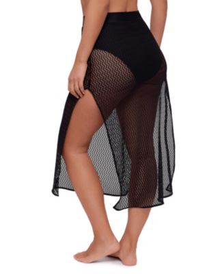 Women's Side Slit Crochet Swimsuit Coverup Skirt