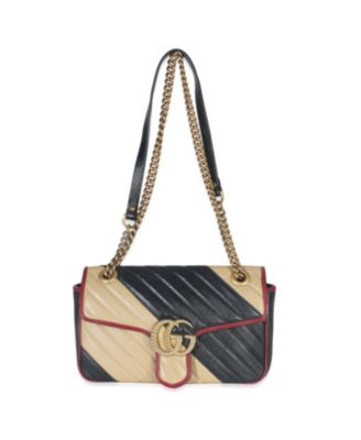 Black Beige Matelasse Calfskin Torchon Small Marmont Shoulder Bag