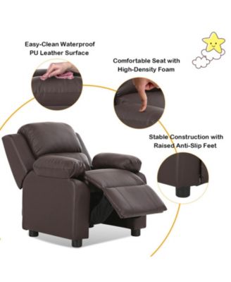 Kids Headrest Recliner Sofa with Flip-Up Storage Arms