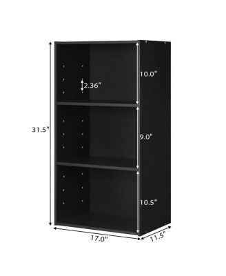 Modern Three Shelf Bookcase Storage Display Cabinet