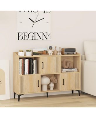 Sideboard Storage Cabinet with Doors and Open Compartments