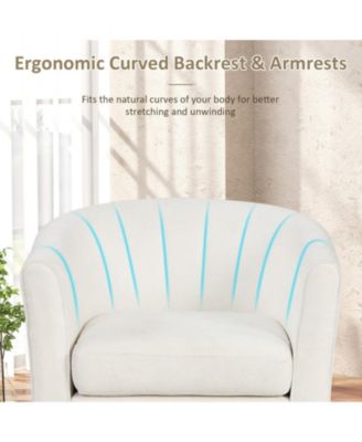 Upholstered Teddy Velvet Barrel Chair with Ottoman Footrest