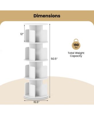 Four Tier Rotating Bookshelf with Dividers and Safety Baffles