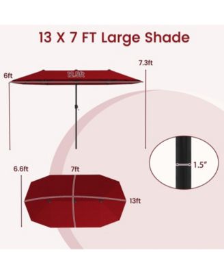 13 ft Double Sided Patio Market Umbrella with Crank Handle