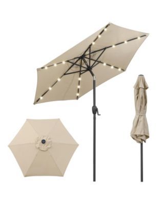7.5 ft Solar Powered Patio Umbrella with LED Lights and Crank