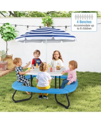 Toddler Outdoor Activity Table with Adjustable and Collapsible Umbrella.