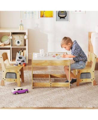 3 in 1 Kids Table and Chair Set with Removable Tabletop and 2 Storage Drawers