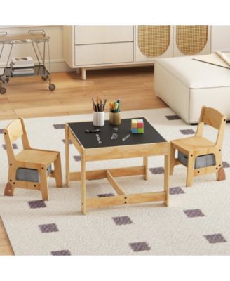 3 in 1 Kids Table and Chair Set with Removable Tabletop and 2 Storage Drawers