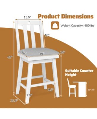 25 in Swivel Counter Height Bar Stools Set of 2 with Rubberwood Frame
