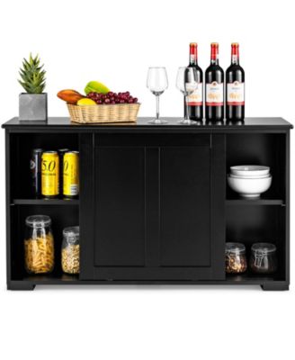 Kitchen Storage Cabinet with Sliding Door and Shelves