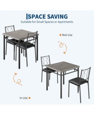 Dining Table Set for 2, Small Kitchen Table with Upholstered Chairs, Farmhouse Wood Dining Table Chairs for Kitchen Room, Small Spaces