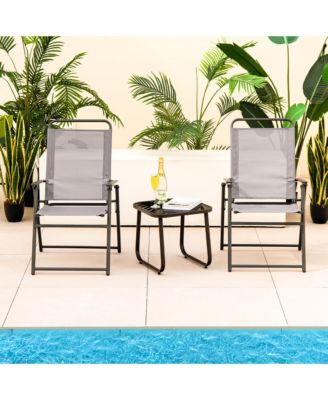 Set of 4 Folding Sling Chairs Portable chair w/ Dining Armrest Backrest Patio