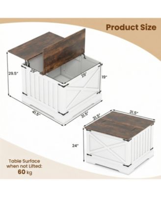 Lift Top Coffee Table Farmhouse Hidden Storage Compartment