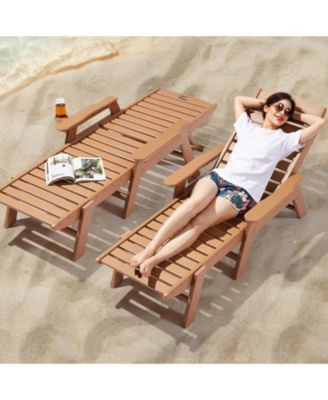 Outdoor Chaise Lounge Chair 400 lbs Capacity 6-Position Adjustable HDPE